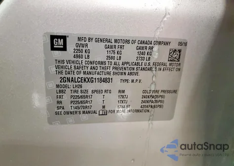 2016 Chevrolet Equinox Lt from USA, damaged, VIN 2GNALCEKXG1184831